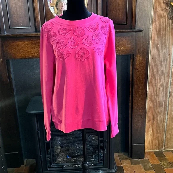 Talbots Petite Large Pink Floral Embroidered Women's Top - Picture 1 of 6